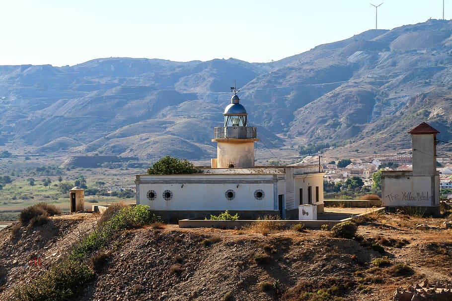 lighthouse, murcia, mountain, built structure, building exterior HD wallpaper