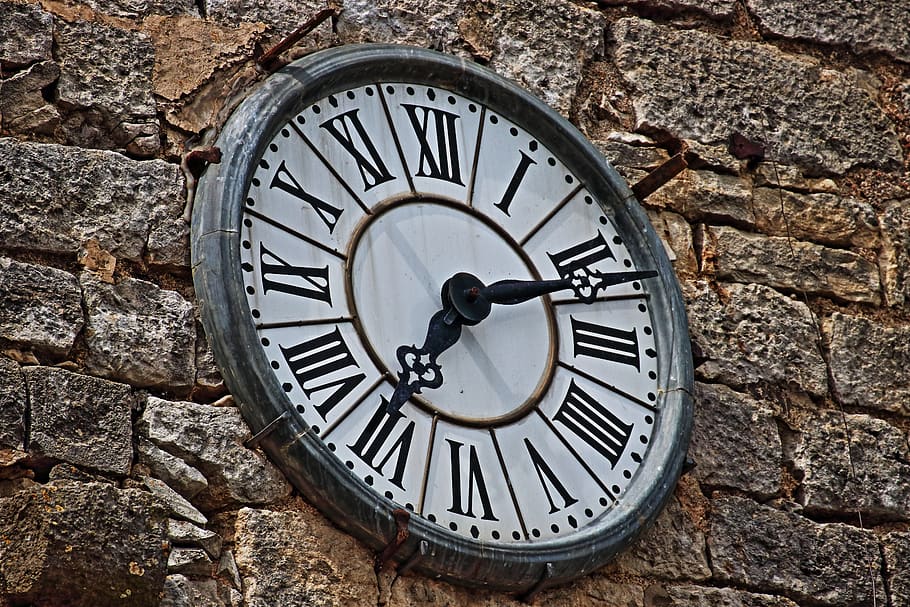 clock, old, city gate, digit, dial, time, stone wall, wall - building feature HD wallpaper