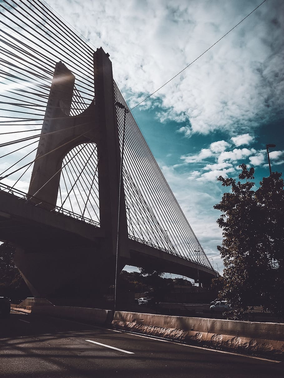 Concrete Bridge With Road Under, architecture, city, infrastructure HD wallpaper