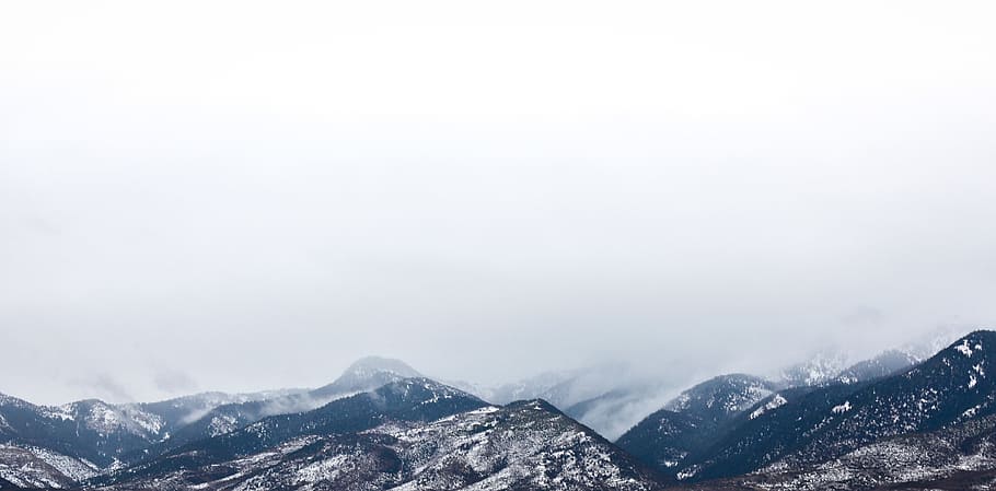 Snow Coated Mountain Under White Clouds, altitude, cold, daylight HD wallpaper