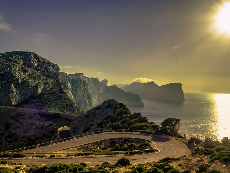 spain, cap de formentor, sunset, sky, sea, nature, landscape HD wallpaper