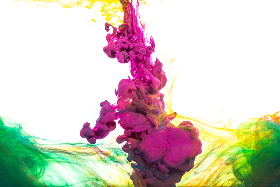 Purple Ink Into Green And Yellow Photo, Backgrounds, Textures HD wallpaper