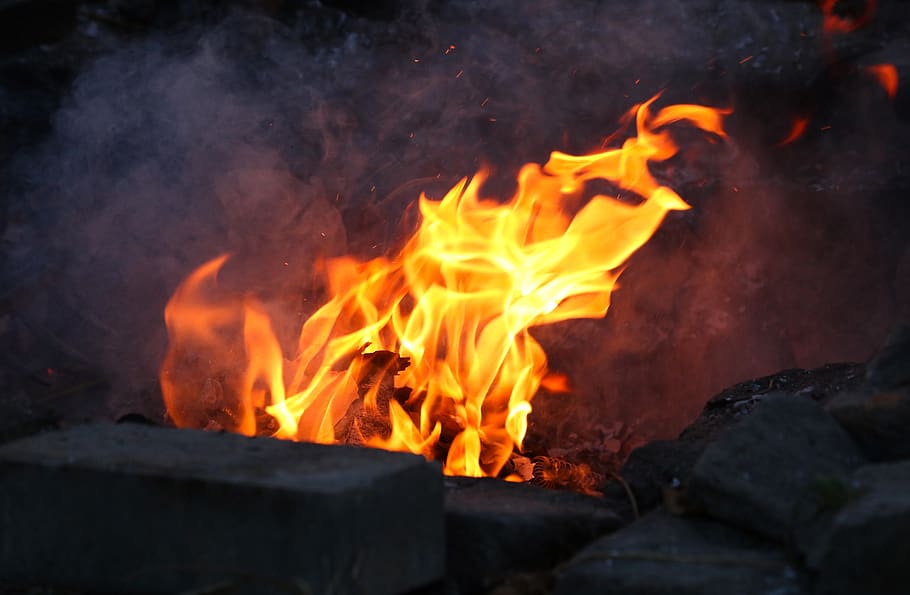fire, flames, bonfire, fireplace, heat, orange, burning, fire - natural phenomenon HD wallpaper