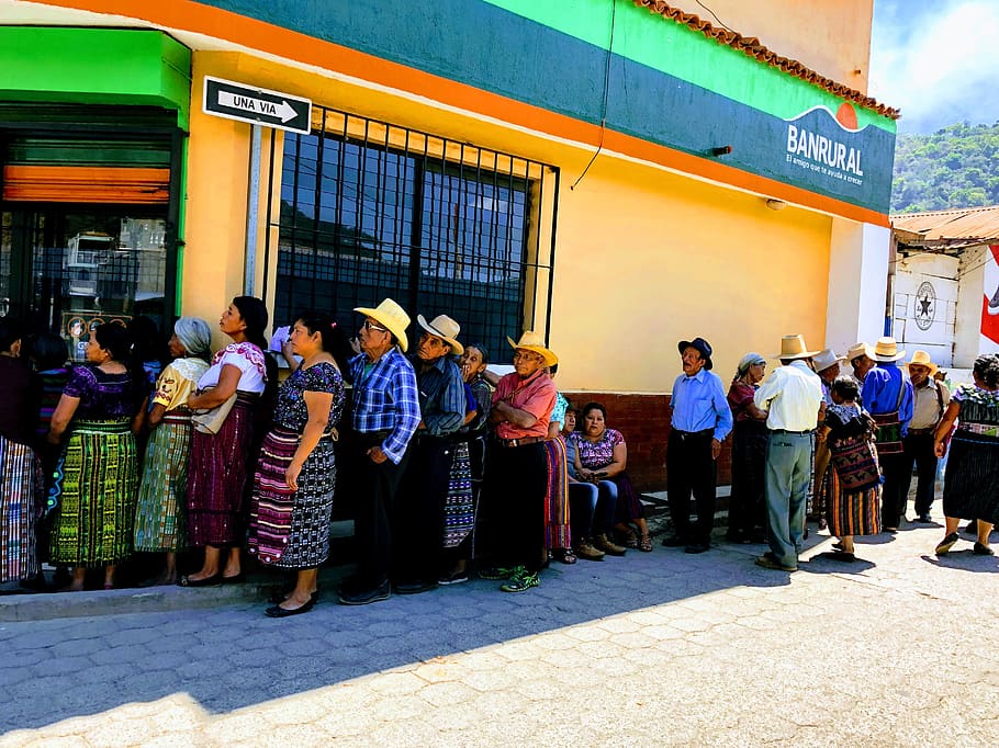 guatemala, lake atitlán, queue, shade, group of people, real people HD wallpaper