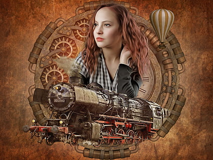 gothic, steampunk, fantasy, portrait, fantasy portrait, woman HD wallpaper