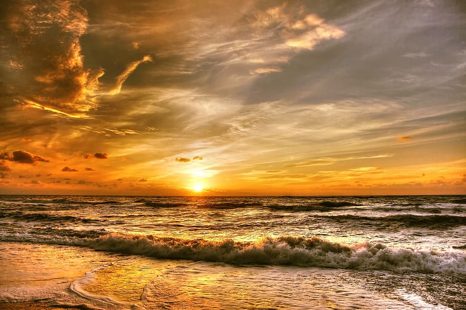 denmark, north sea, clouds, beach, sky, coast, water, nature HD wallpaper