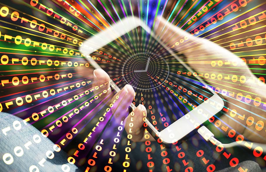 smartphone, control, web, network, points, lines, interfaces HD wallpaper