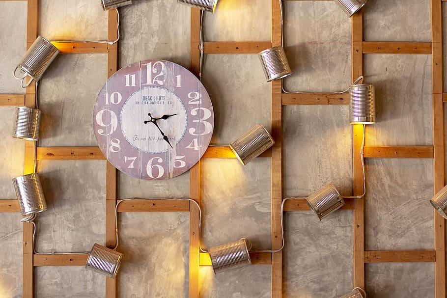 Analog Wall Clock Showing 2:25 Time, close-up, design, indoors HD wallpaper