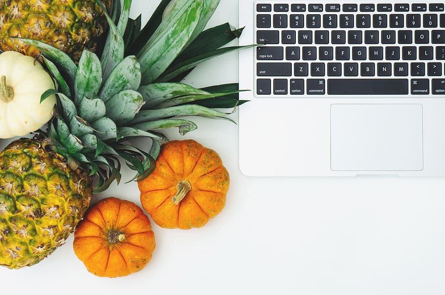 two orange pumpkins, computer keyboard, hardware, computer hardware HD wallpaper