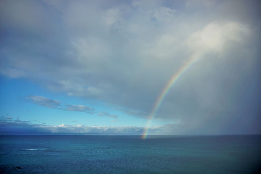 rainbow during daytime, sky, beauty in nature, cloud - sky, scenics - nature HD wallpaper