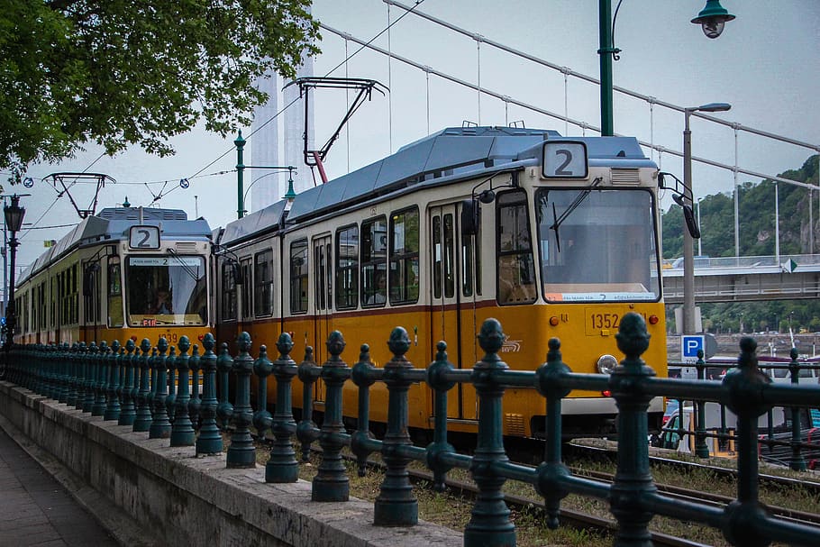 budapest, hungary, tram, train, metro, 2, bus, yellow, transport HD wallpaper