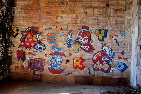 graffiti, rug, wall, brick, art, mural, painting, apparel, coat HD wallpaper