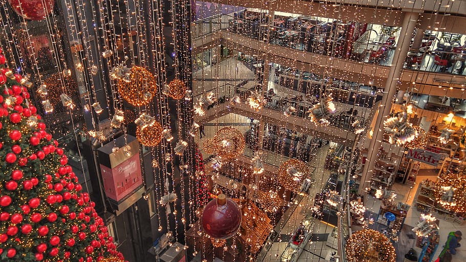 lebanon, lemall, decoration, lights, christmas lights, tree, HD wallpaper