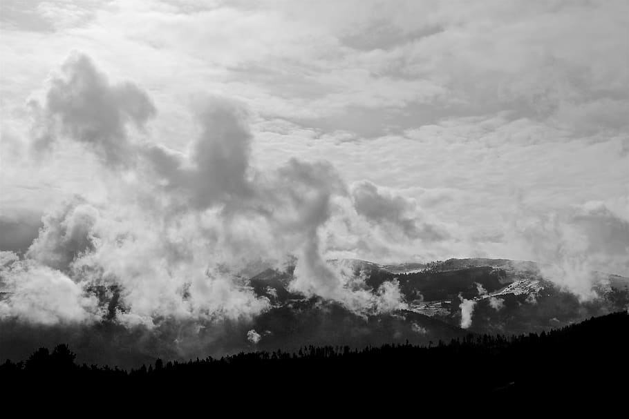 clouds, mountains, view, shades, valley, scenics - nature, sky HD wallpaper