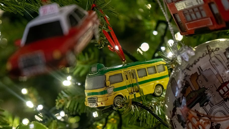 assorted vehicle Christmas decor, transportation, wheel, machine HD wallpaper