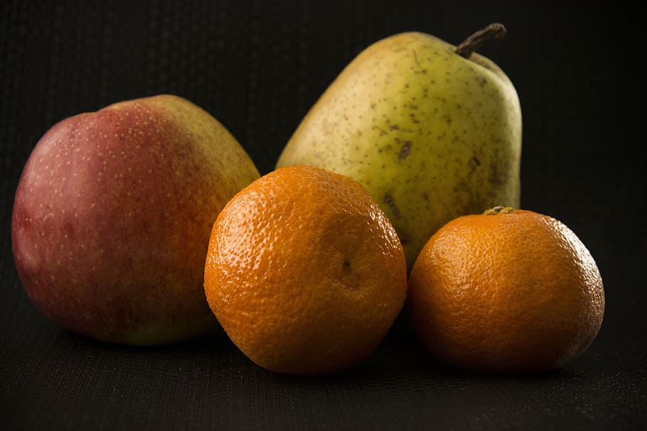 fruit, apple, pear, mandarin, healthy eating, food and drink HD wallpaper