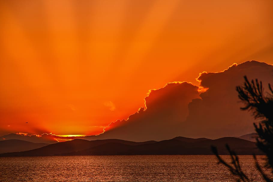 sunset, sky, abendstimmung, twilight, landscape, nature, mood HD wallpaper