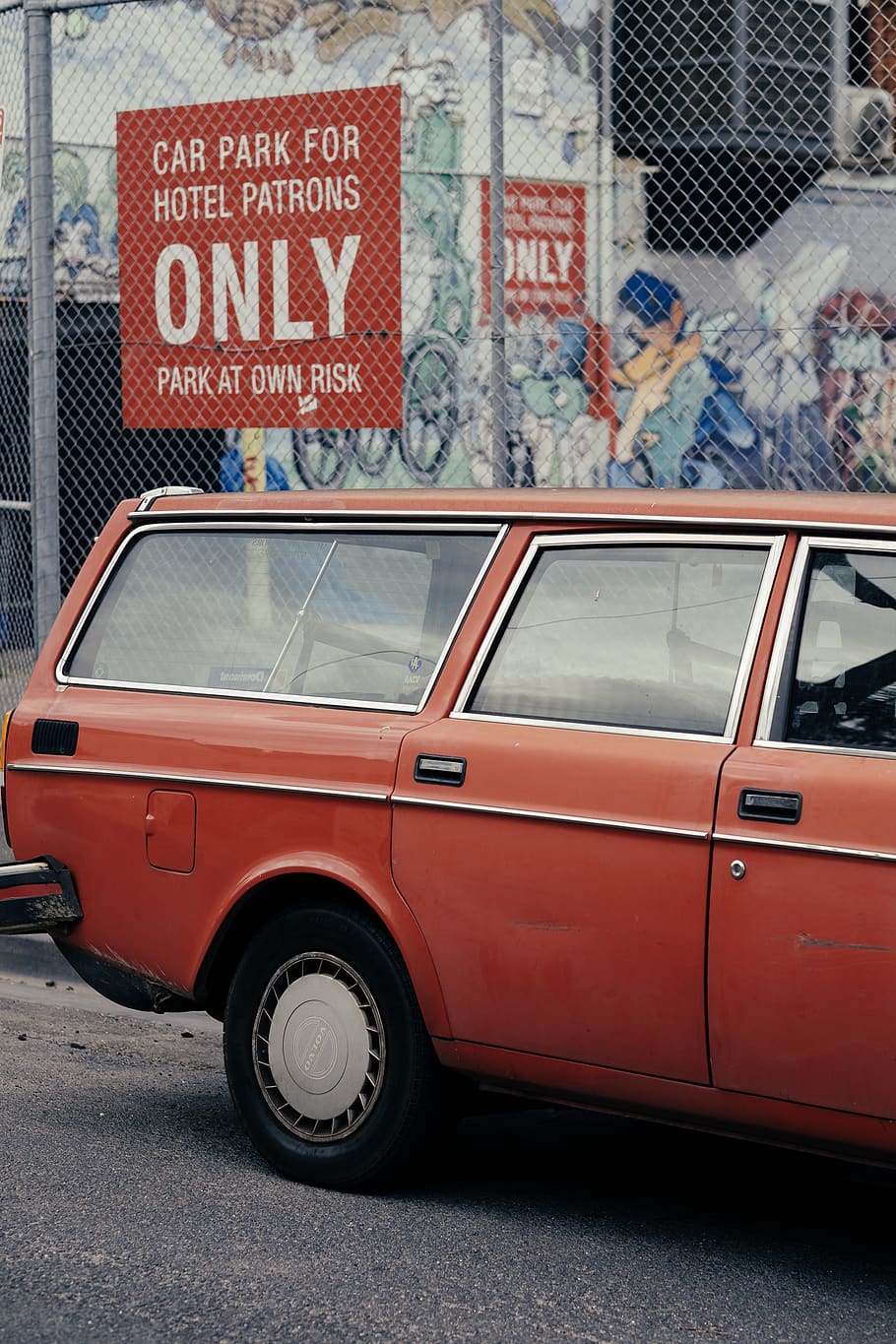 red station wagon, car, wheel, automobile, transportation, vehicle HD wallpaper