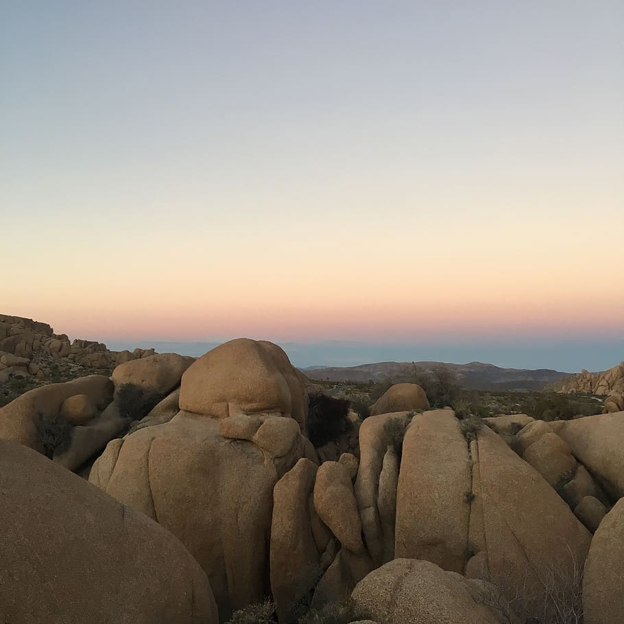 Brown Rocks During Golden Hour, boulders, sky, solid, rock - object HD wallpaper
