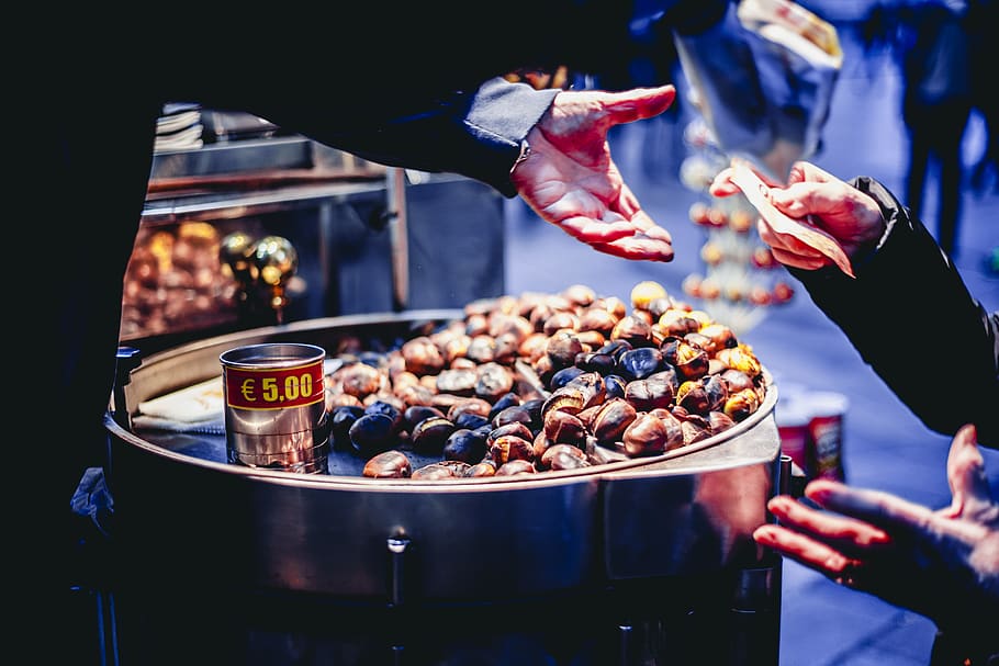 Person Paying Bill in Front of Nuts, chestnut, commerce, container HD wallpaper