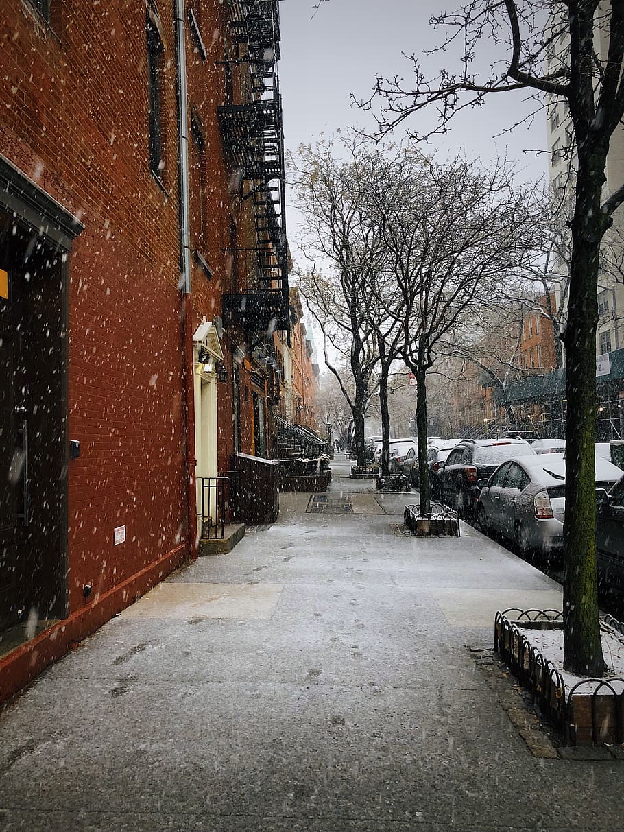 nyc, chelsea, snow, building exterior, architecture, motor vehicle HD wallpaper