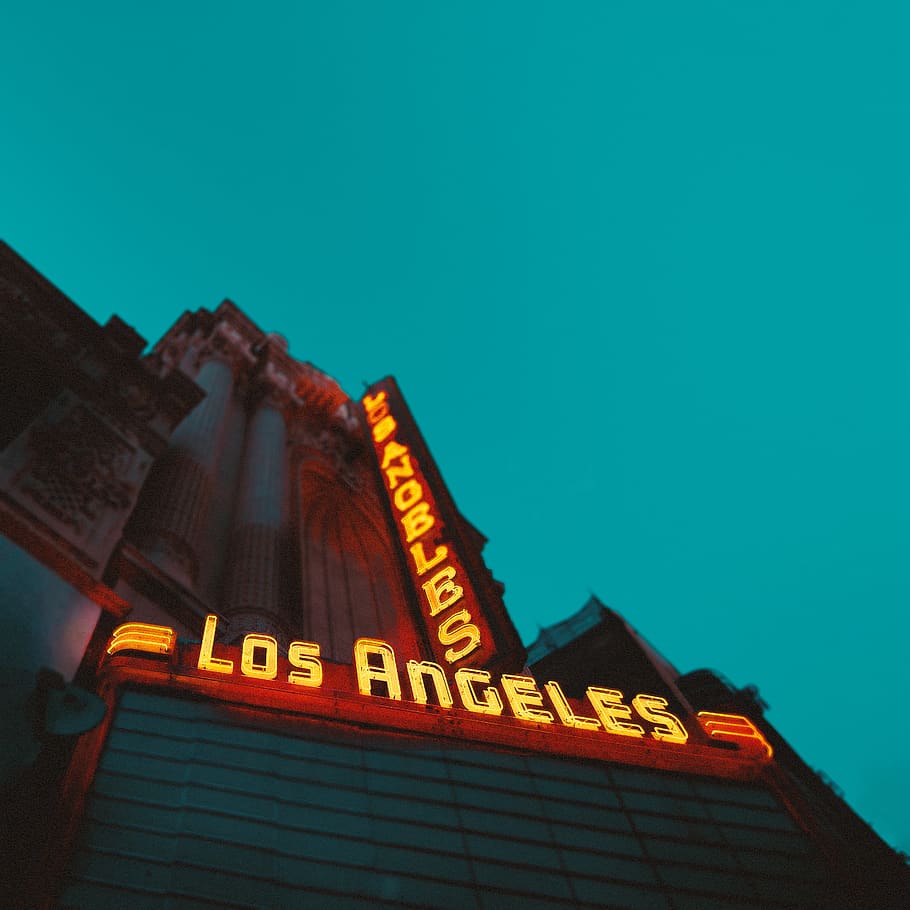 Low Angle Photography of Brown Building With Los Angeles Led Sign, HD wallpaper