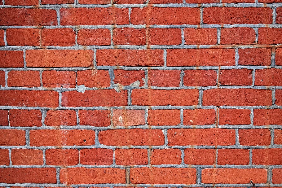 brick wall, red brick wall, seam, mortar, cement, structure, HD wallpaper