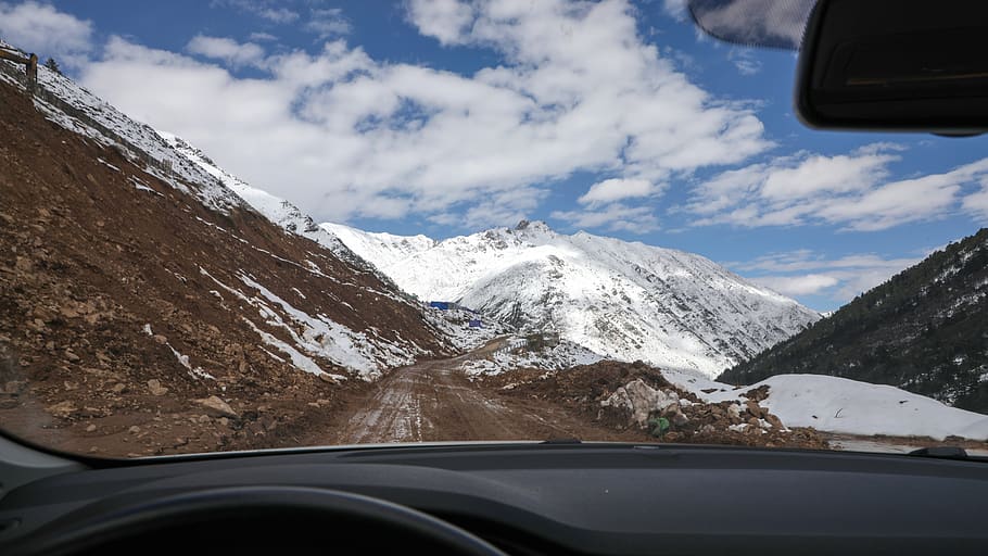 snow, car, mode of transportation, mountain, cold temperature HD wallpaper