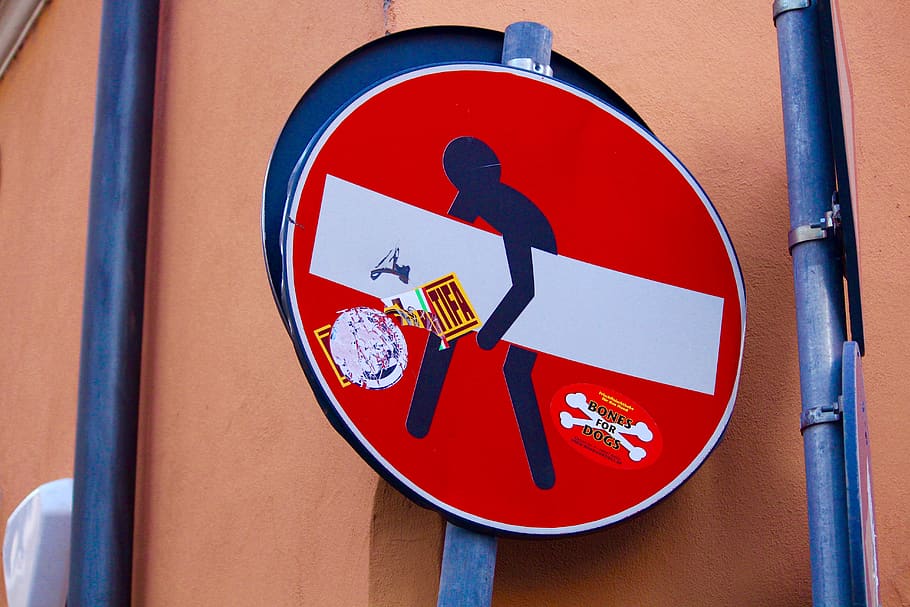 italy, metropolitan city of naples, traffic sign, street art, HD wallpaper