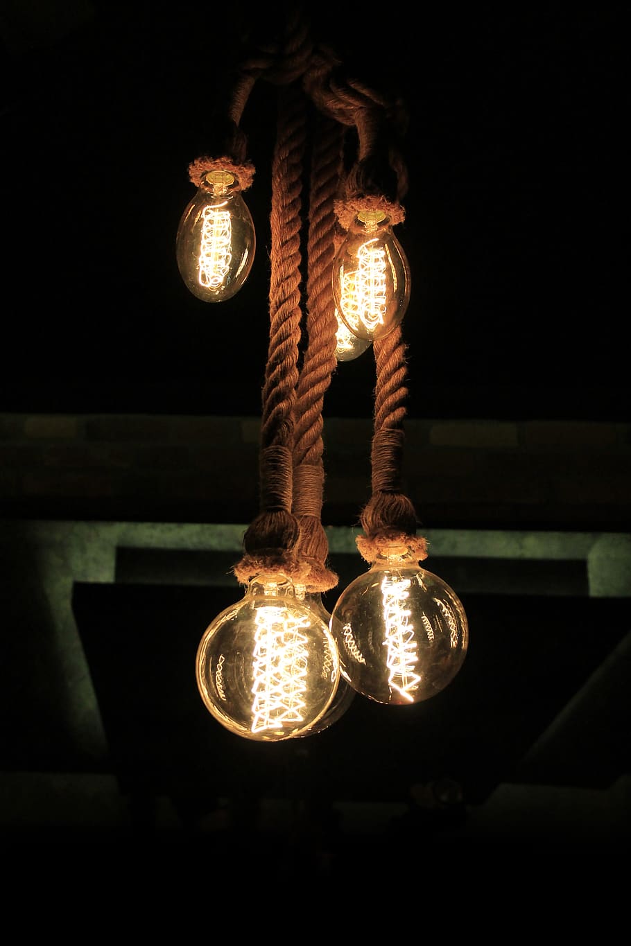 light, bulb, chandelier, rope, illuminated, lighting equipment HD wallpaper