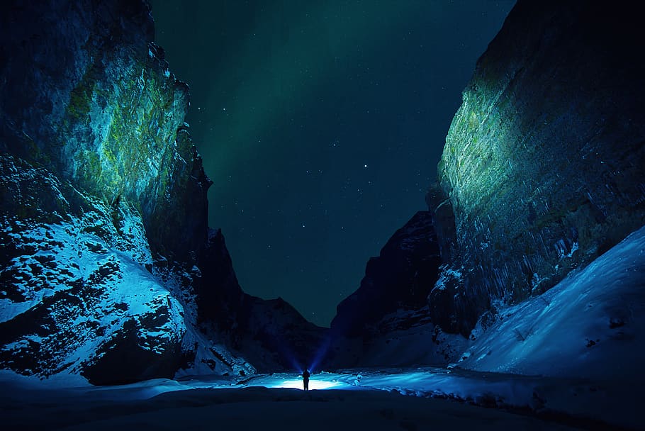 northern lights, night, beauty in nature, star - space, snow HD wallpaper