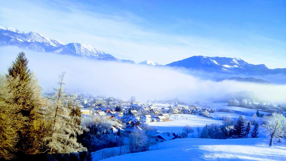 land surrounded with snow, nature, mountain, outdoors, scenery HD wallpaper