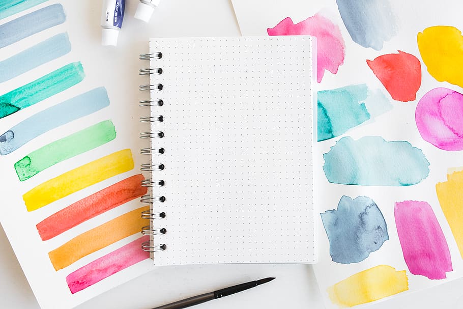 open white notebook, multi colored, art and craft, creativity HD wallpaper