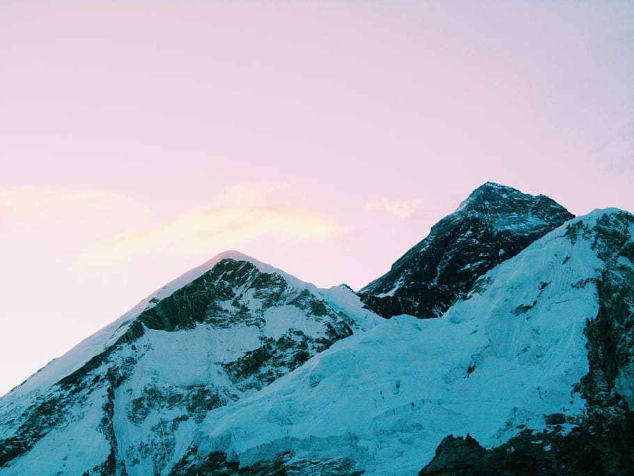 mountain covered with snow, ice, outdoors, glacier, nature, peak, HD wallpaper