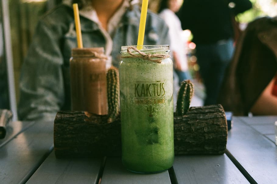 Green Beverage With Straw, blended, cactus, close-up, cold drinks HD wallpaper