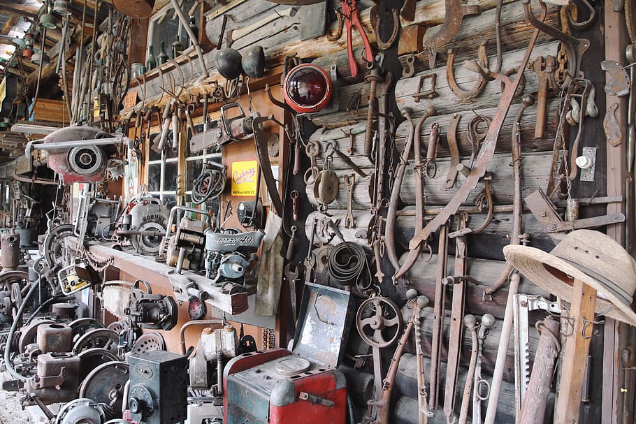 canada, naramata, chute lake, tools, farms, trees, large group of objects HD wallpaper