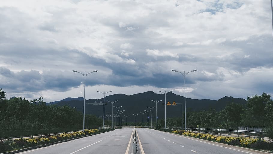 cloud, cloudy, road, route, path, pathway, ladscape, transportation HD wallpaper