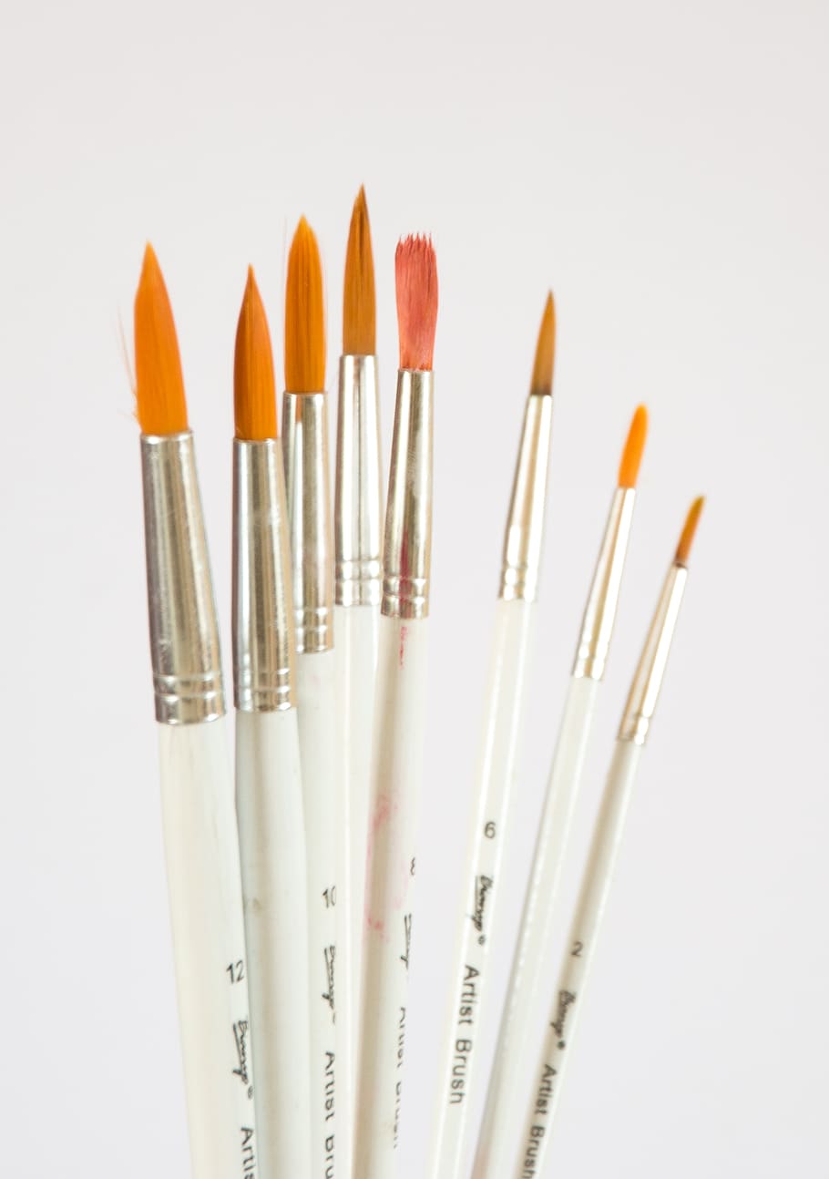 Assorted Paintbrushes, arts and crafts, bright, close-up, color HD wallpaper