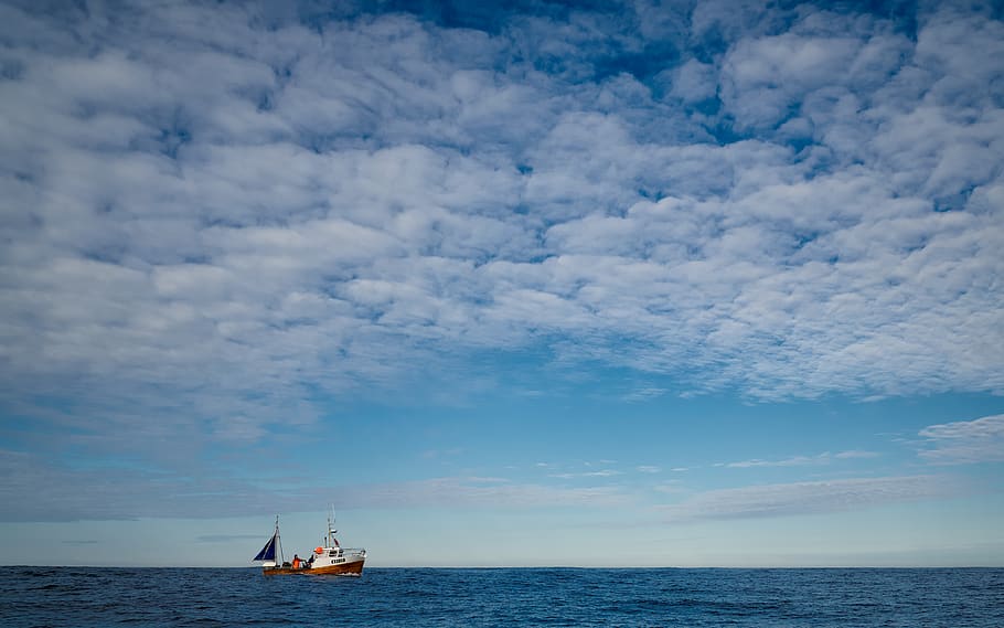 norway, hovden, sky, blue, sea, fishing, boat, rural, north HD wallpaper