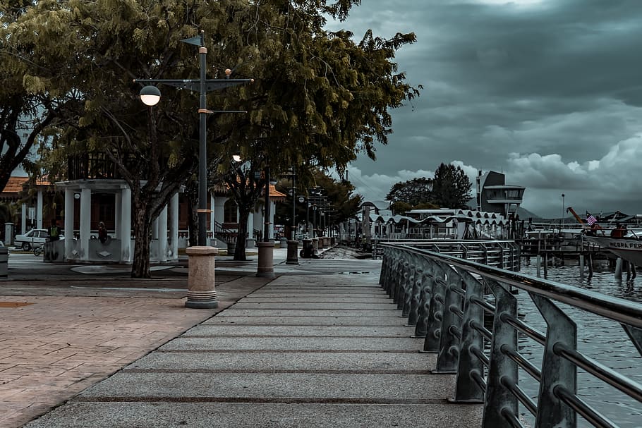 malaysia, lumut, tree, plant, architecture, railing, built structure HD wallpaper