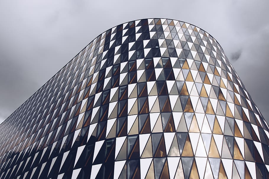 silver high-rise building, office building, architecture, karolinska institutet, HD wallpaper