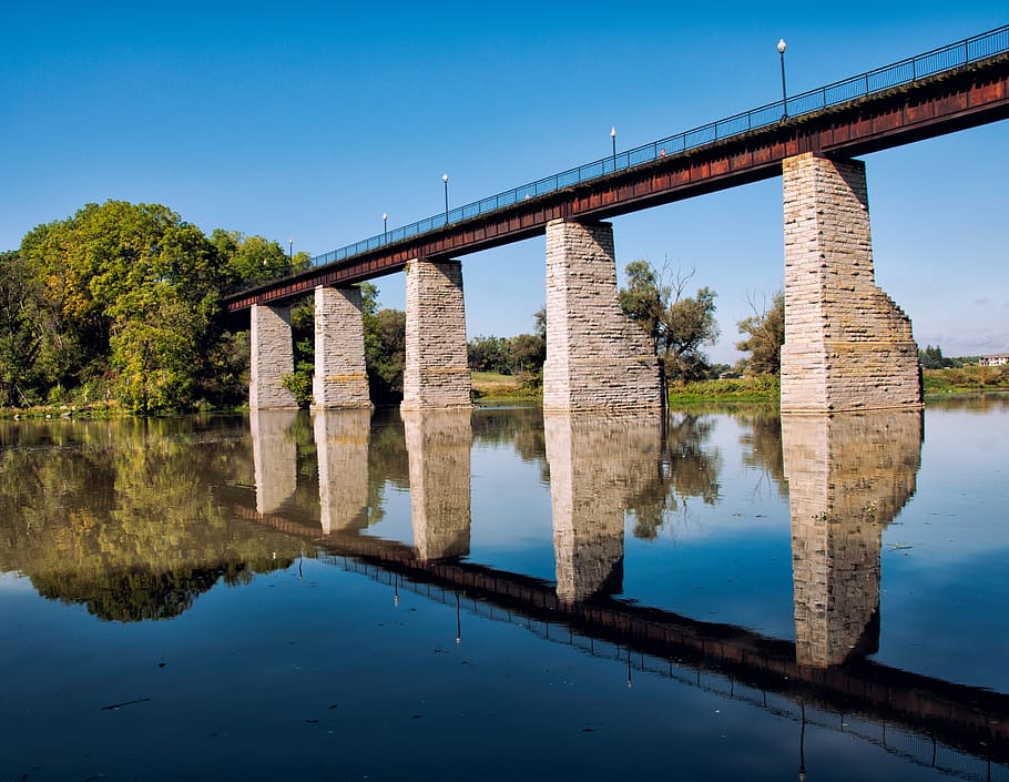 architecture, blue, brick, bridge, building, canada, cross HD wallpaper
