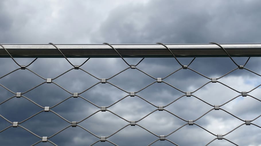 HD wallpaper: Gray Mesh Fence, blur, iron, metal, metallic, pattern