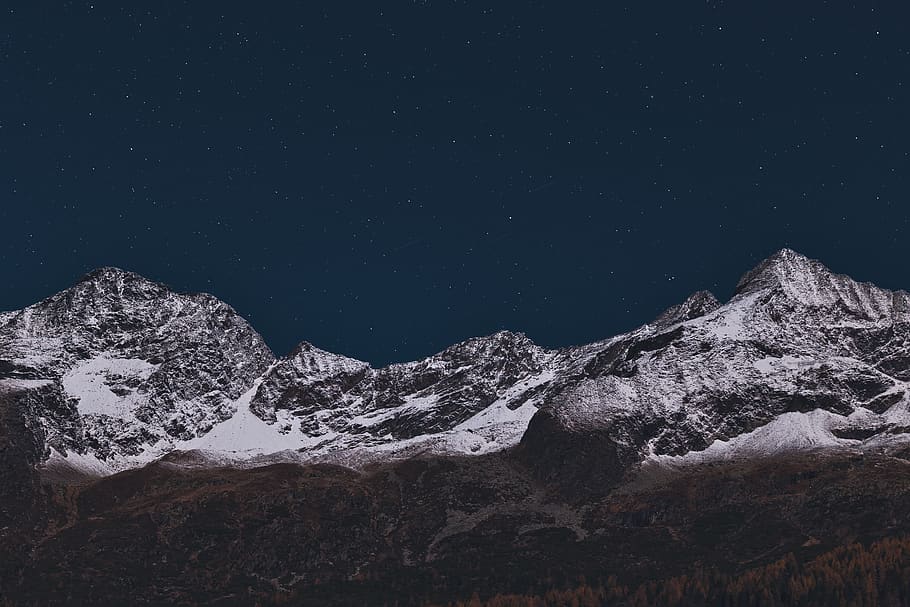 Mountain Covered With Snow During Nighttime, cold, landscape HD wallpaper