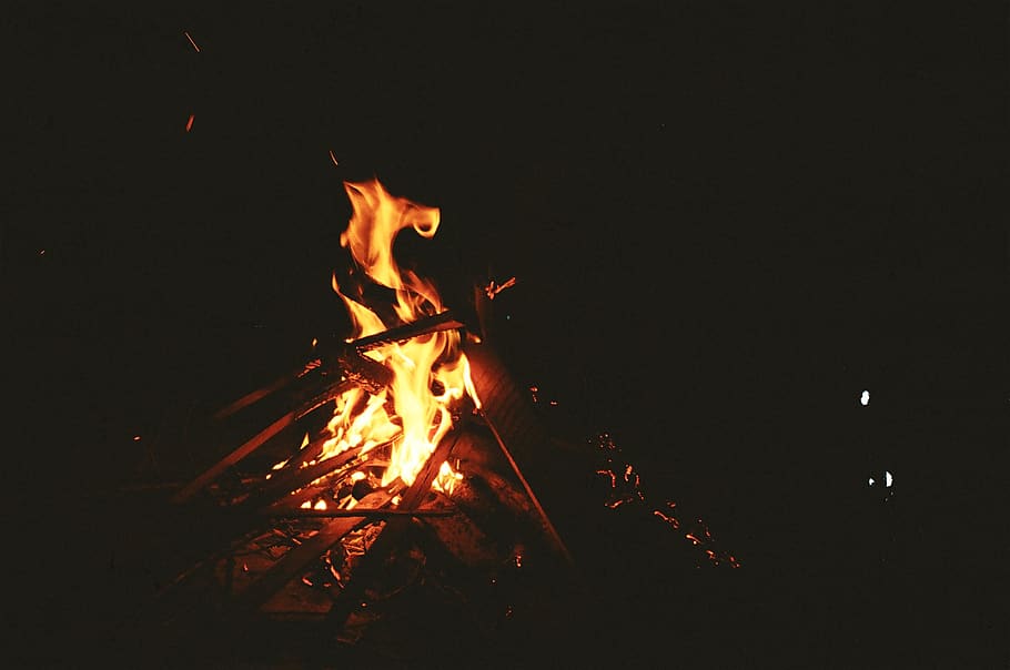 brazil, eldorado do sul, red, fire pit, night, wood, nature HD wallpaper