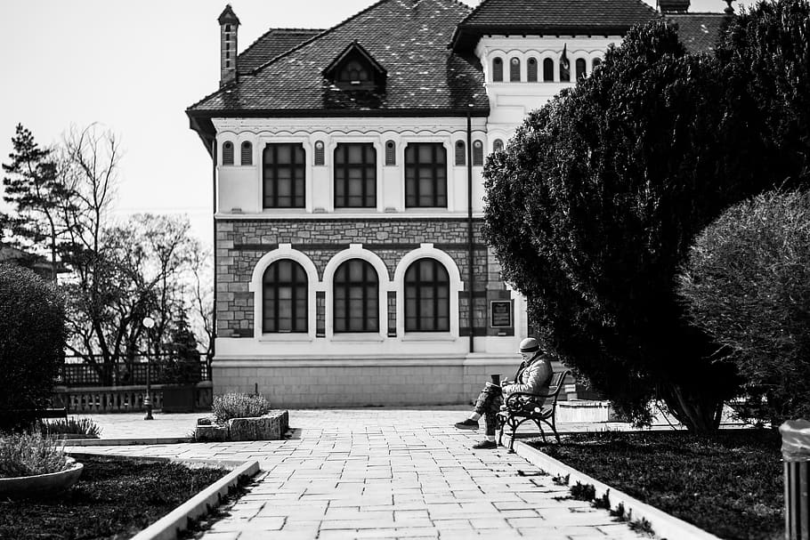 furniture, bench, building, path, person, human, architecture HD wallpaper