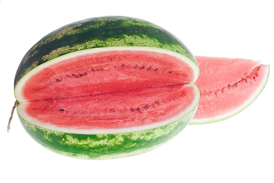 watermelon, slice, isolated, white, dietfood, red, healthyfood HD wallpaper