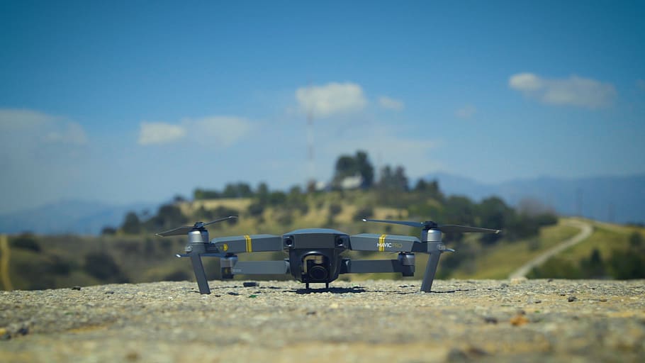 quadcopter on soil, sky, day, nature, land, field, landscape HD wallpaper