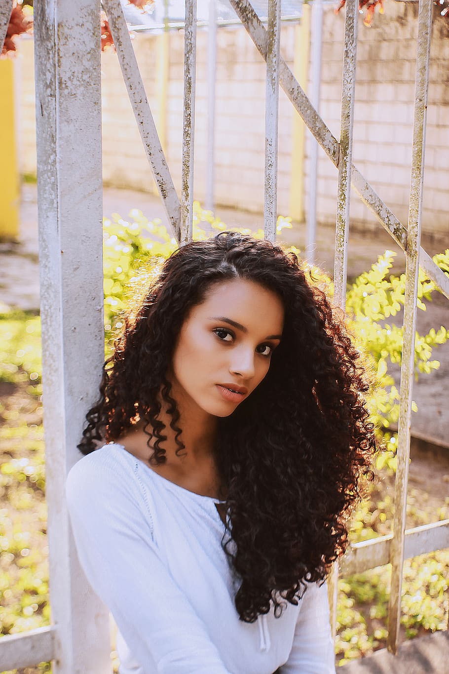 portrait, young adult, curly hair, looking at camera, hairstyle HD wallpaper