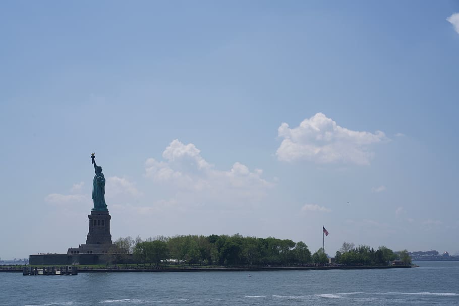 sky, water, statue, sculpture, travel destinations, representation HD wallpaper